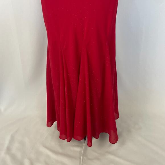 Vintage 90s Y2K Formal Dress Size Small Red Glitter Rhinestone Strappy Prom Long - Picture 2 of 16